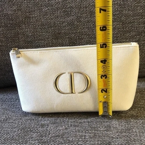 Dior Beauty Makeup Bag Pouch Off White Cream Velvet Medium Makeup Bag Authentic